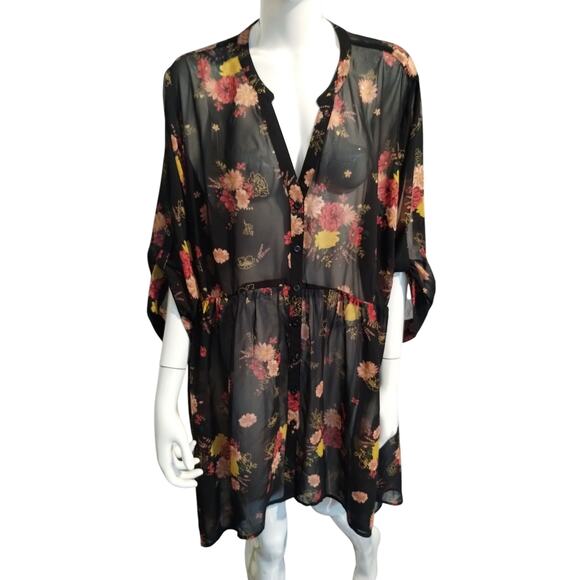 Torrid Women's size 3X Floral Sheer Hi-Low Whimsigoth Witchy Fairy Chiffon Top - Picture 7 of 13